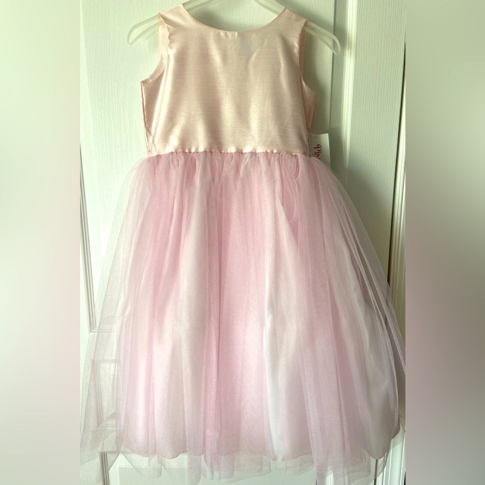 Pink Princess NWT- Blossom Poly Silk Bodice, Tulle Dress w/ Flower & Sash